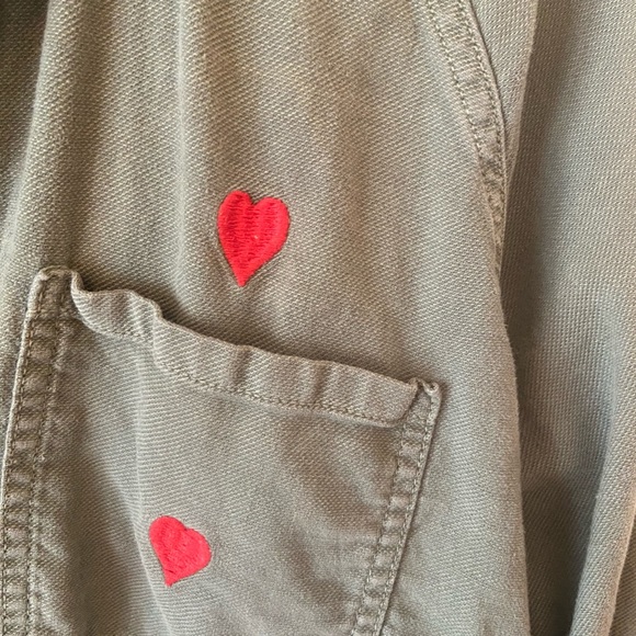 THE GREAT. Olive Utility Jacket with Red Accents - Picture 4 of 6